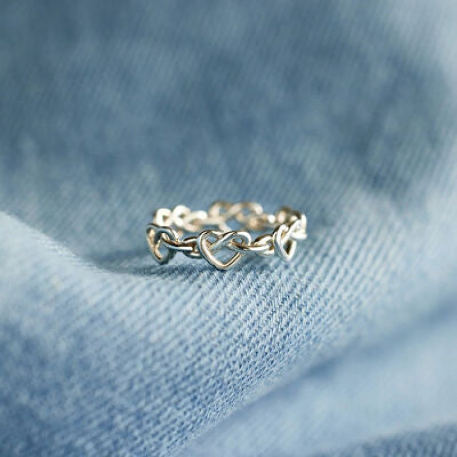 Knotted Hearts 925 Sterling Silver Open Ring Silver / 7 Apparel and Accessories