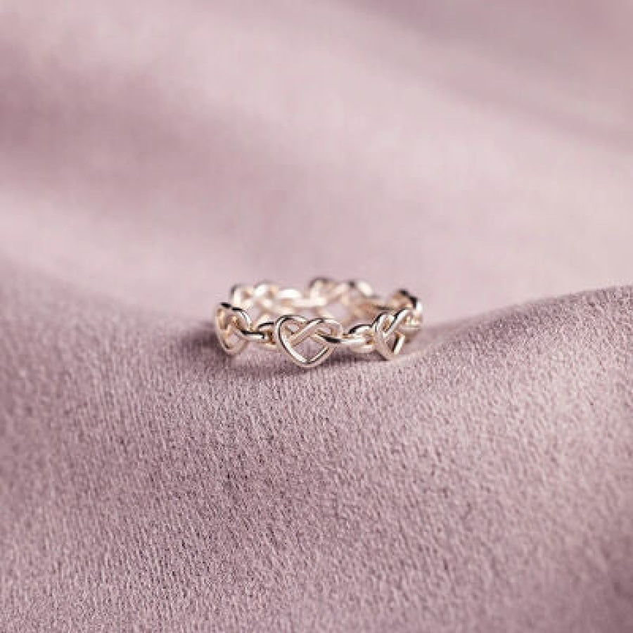 Knotted Hearts 925 Sterling Silver Open Ring Silver / 7 Apparel and Accessories