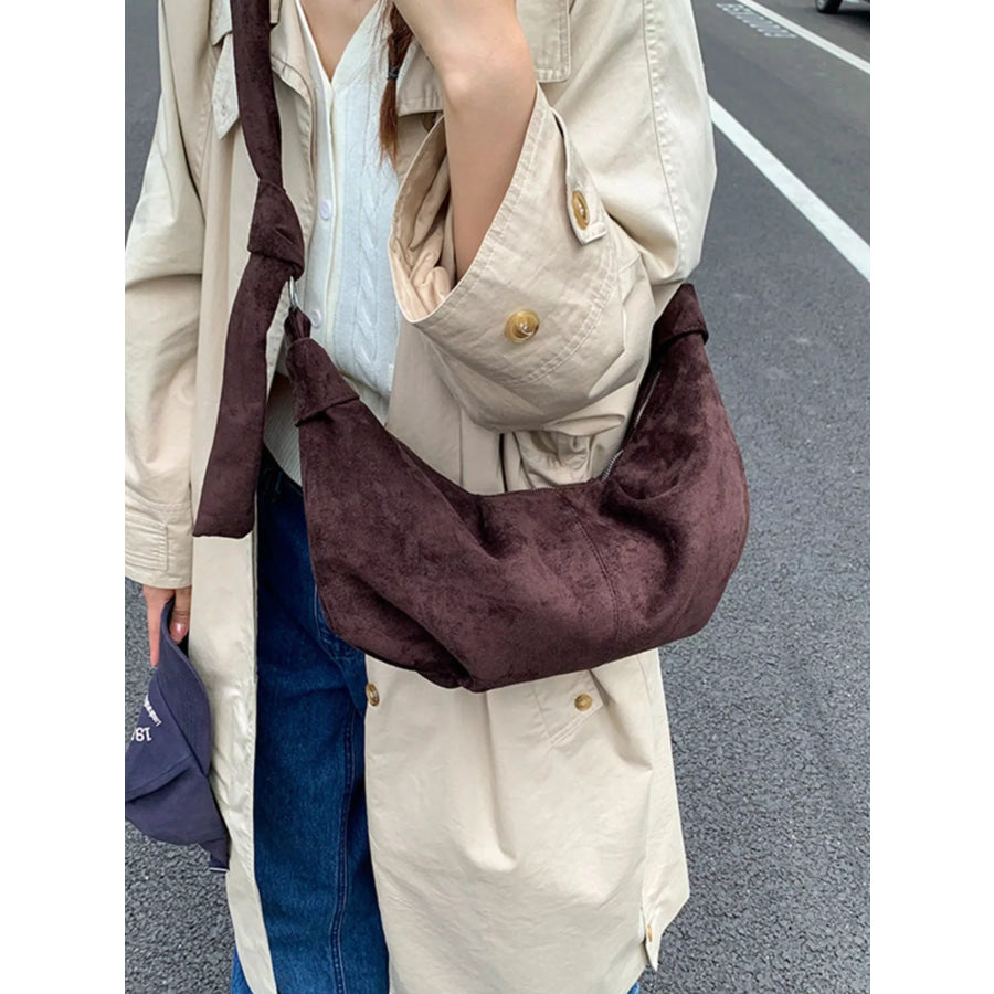 Knotted Strap Crescent Crossbody Bag Apparel and Accessories