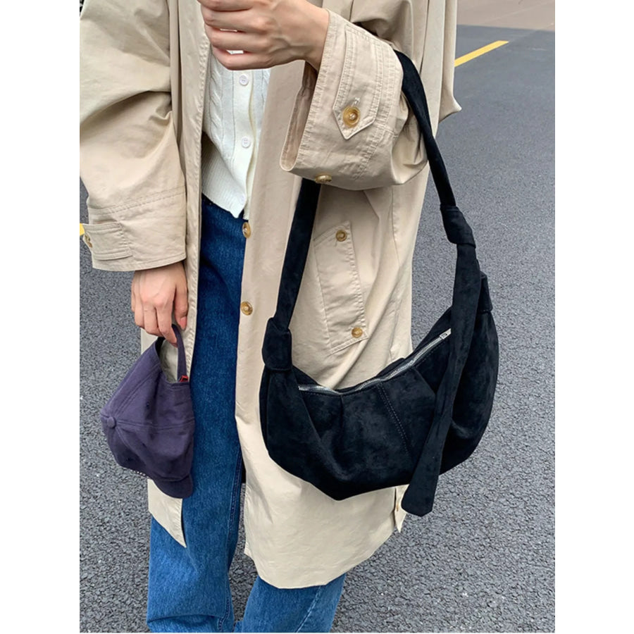 Knotted Strap Crescent Crossbody Bag Apparel and Accessories