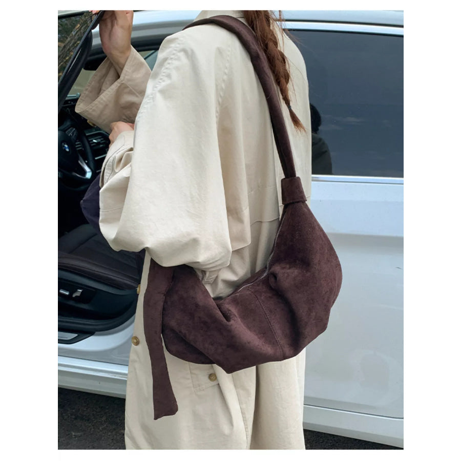 Knotted Strap Crescent Crossbody Bag Coffee Brown / One Size Apparel and Accessories