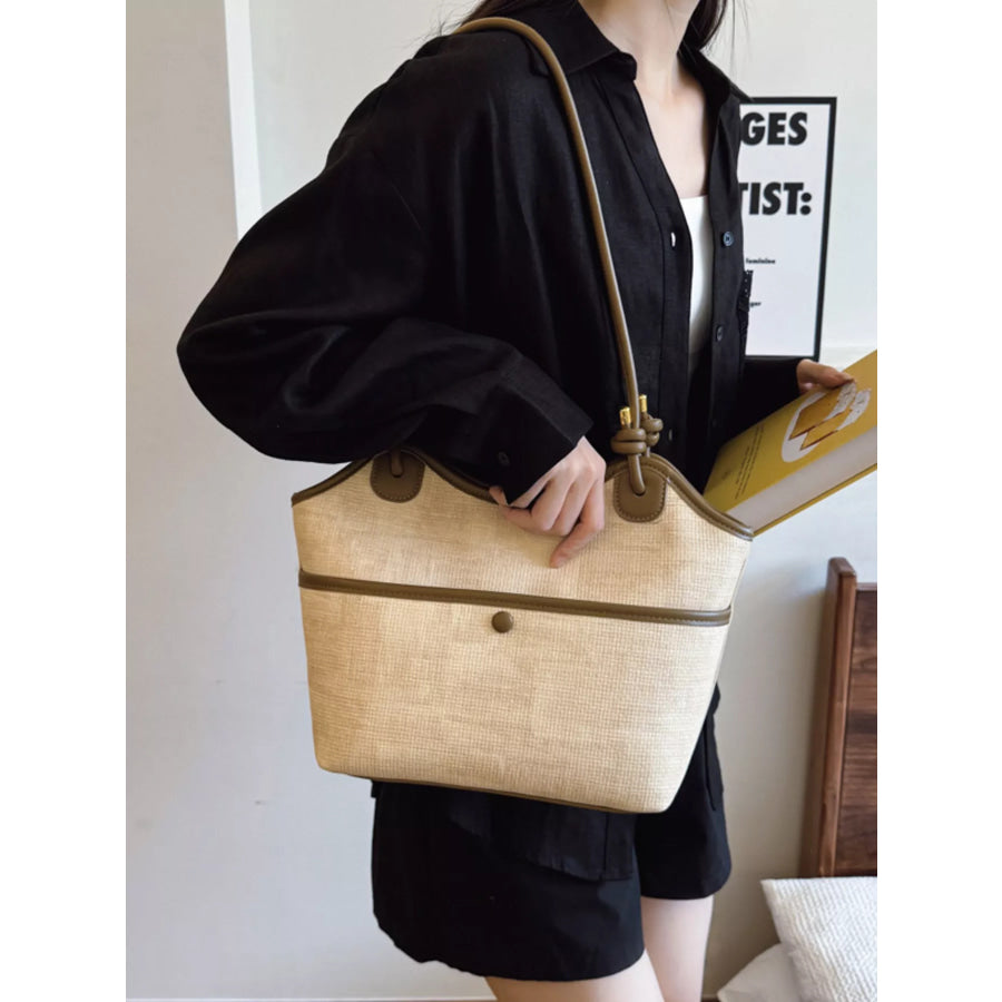 Knotted Strap Tote Bag Beige / One Size Apparel and Accessories