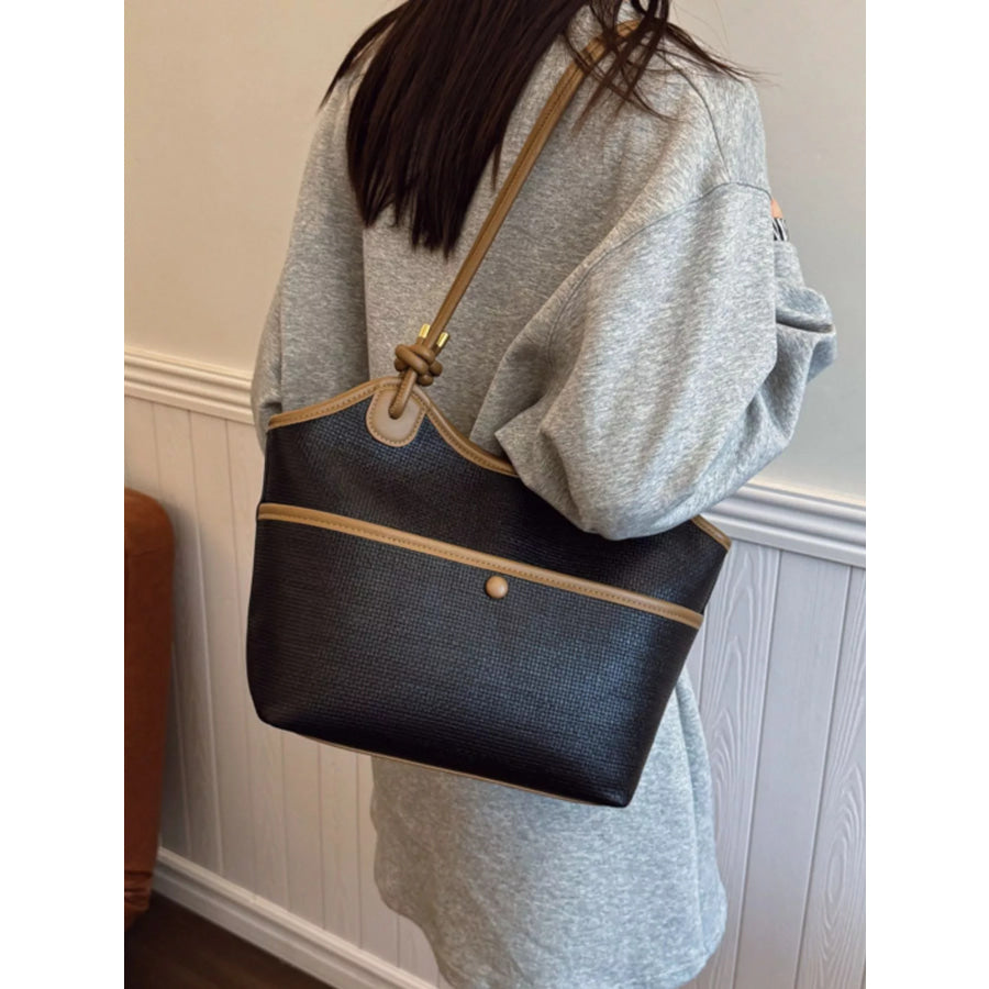 Knotted Strap Tote Bag Black / One Size Apparel and Accessories