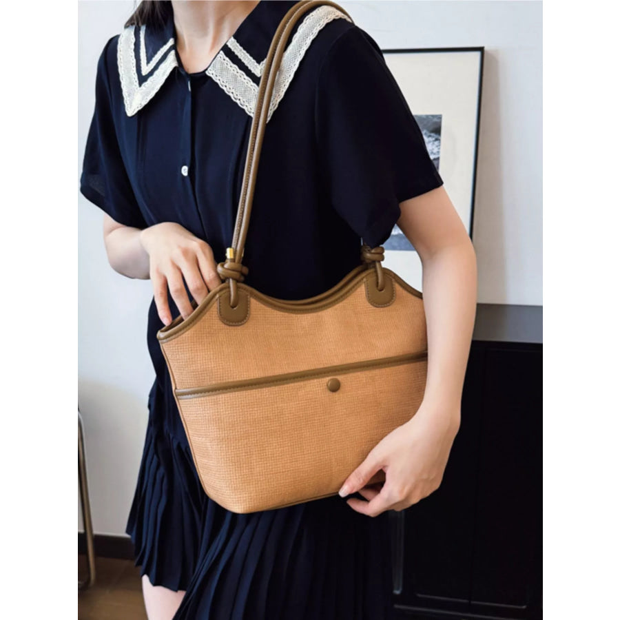 Knotted Strap Tote Bag Brown / One Size Apparel and Accessories
