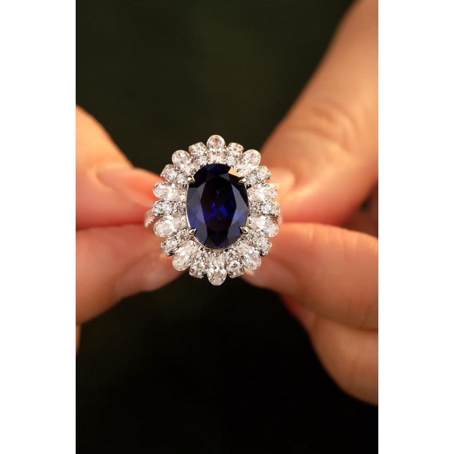 Lab-Grown Sapphire Flower Shape Ring