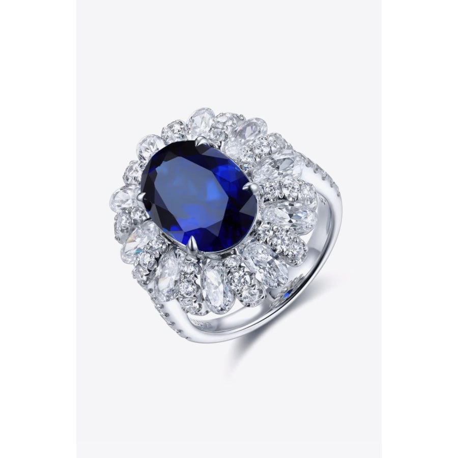 Lab-Grown Sapphire Flower Shape Ring