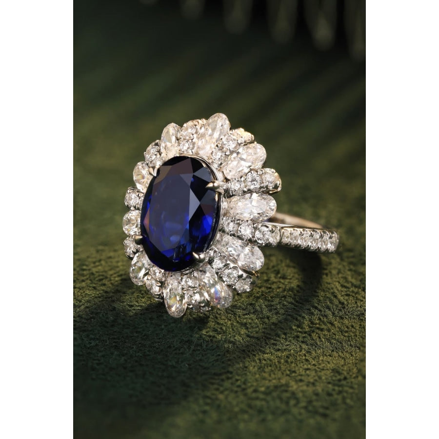 Lab-Grown Sapphire Flower Shape Ring