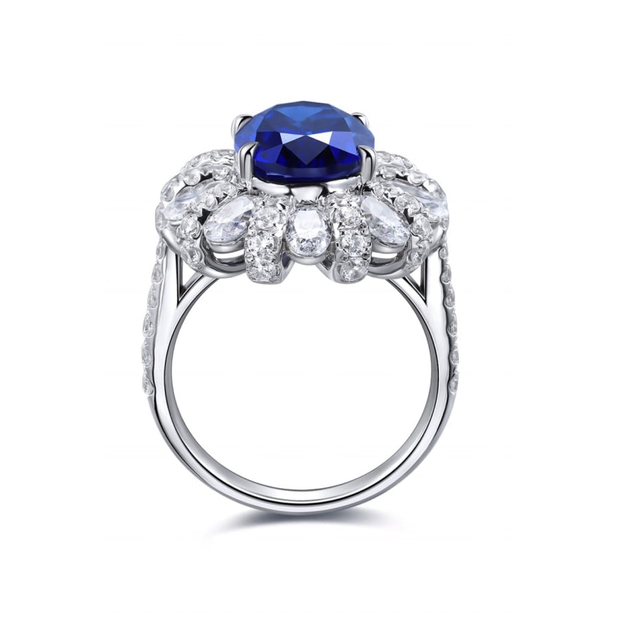 Lab-Grown Sapphire Flower Shape Ring