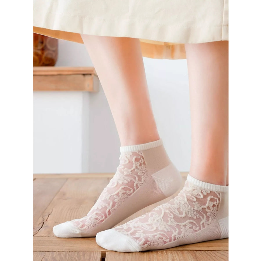 Lace Ankle Socks Beige / One Size Apparel and Accessories