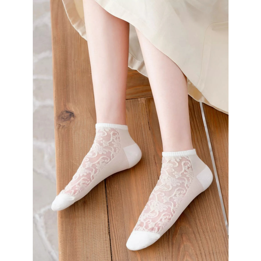 Lace Ankle Socks Beige / One Size Apparel and Accessories