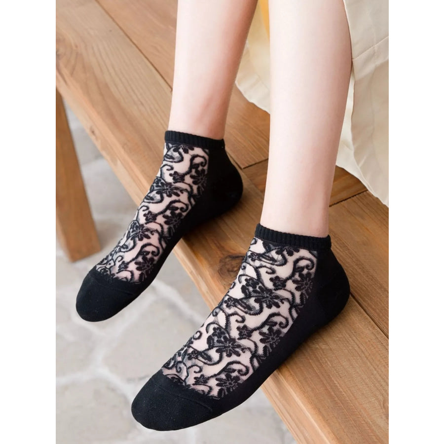 Lace Ankle Socks Black / One Size Apparel and Accessories