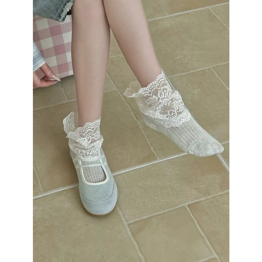 Lace Ankle Socks Light Gray / One Size Apparel and Accessories