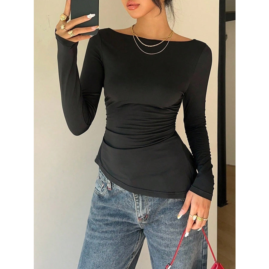 Lace Back Long Sleeve T-Shirt Apparel and Accessories