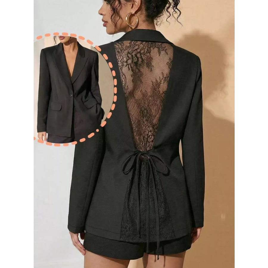 Lace-Back One Button Blazer Apparel and Accessories