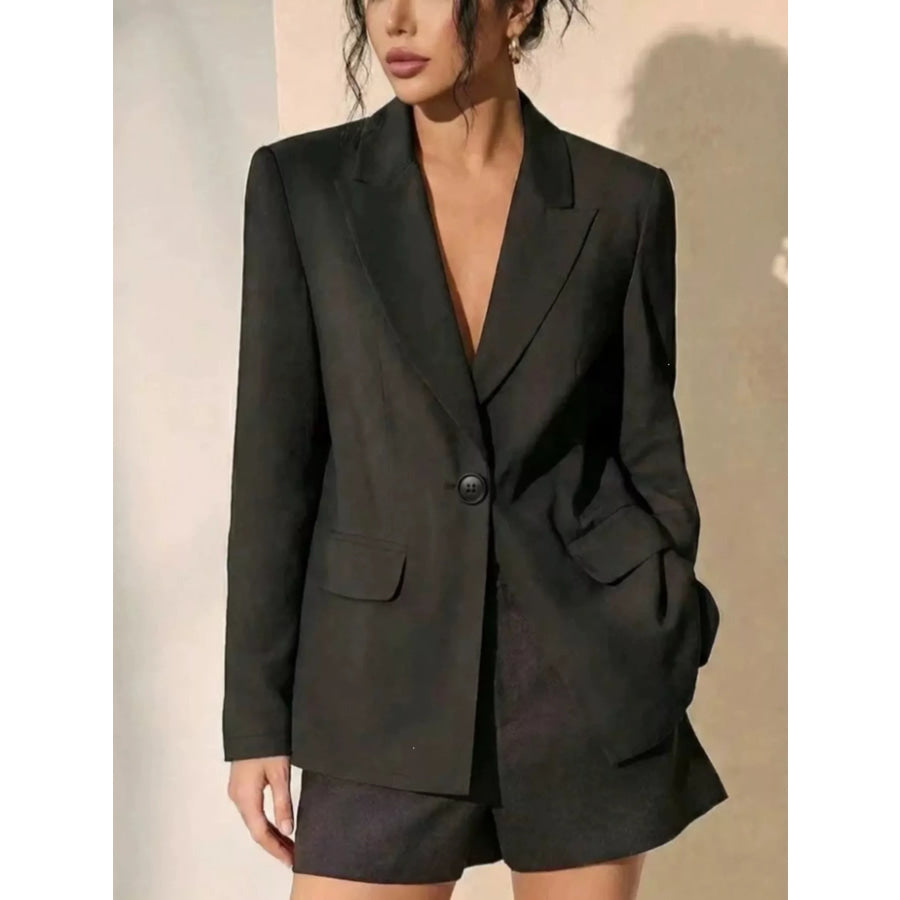 Lace-Back One Button Blazer Black / S Apparel and Accessories