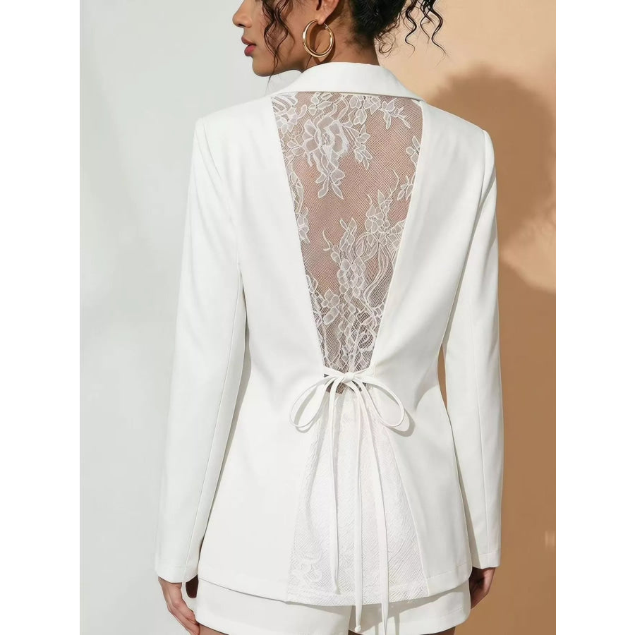 Lace-Back One Button Blazer White / S Apparel and Accessories