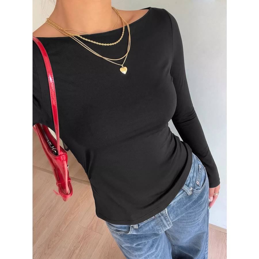 Lace Back Tie Long Sleeve Top Apparel and Accessories