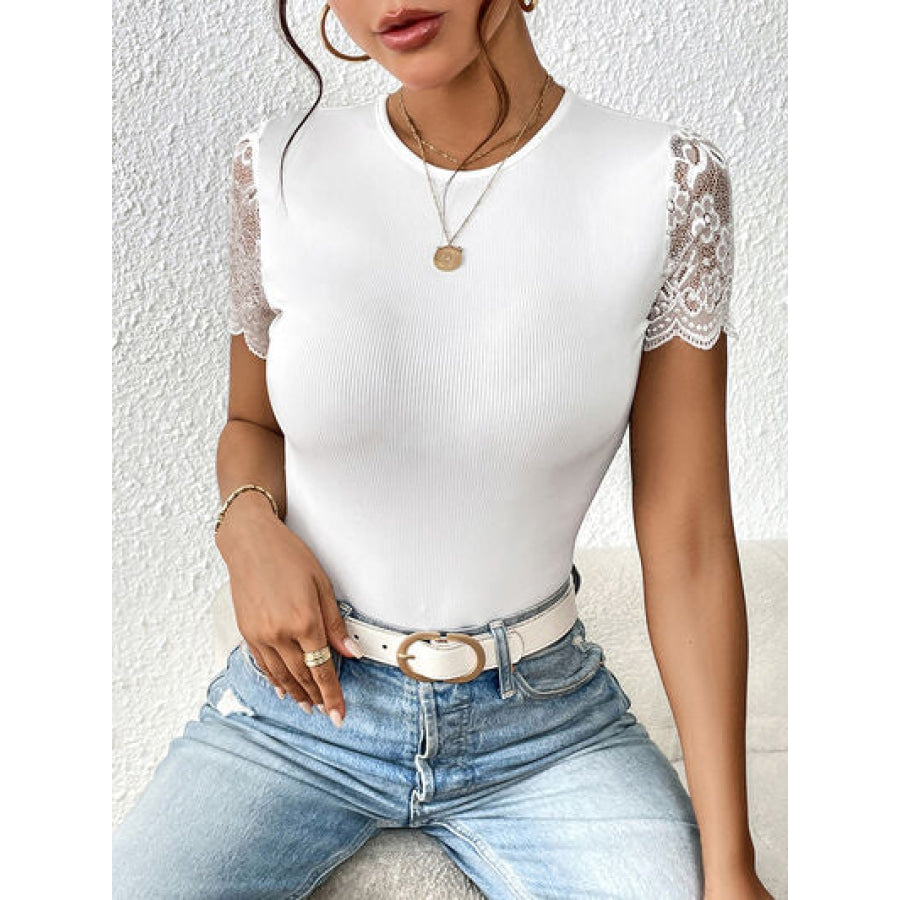 Lace Backless Round Neck Bodysuit Apparel and Accessories
