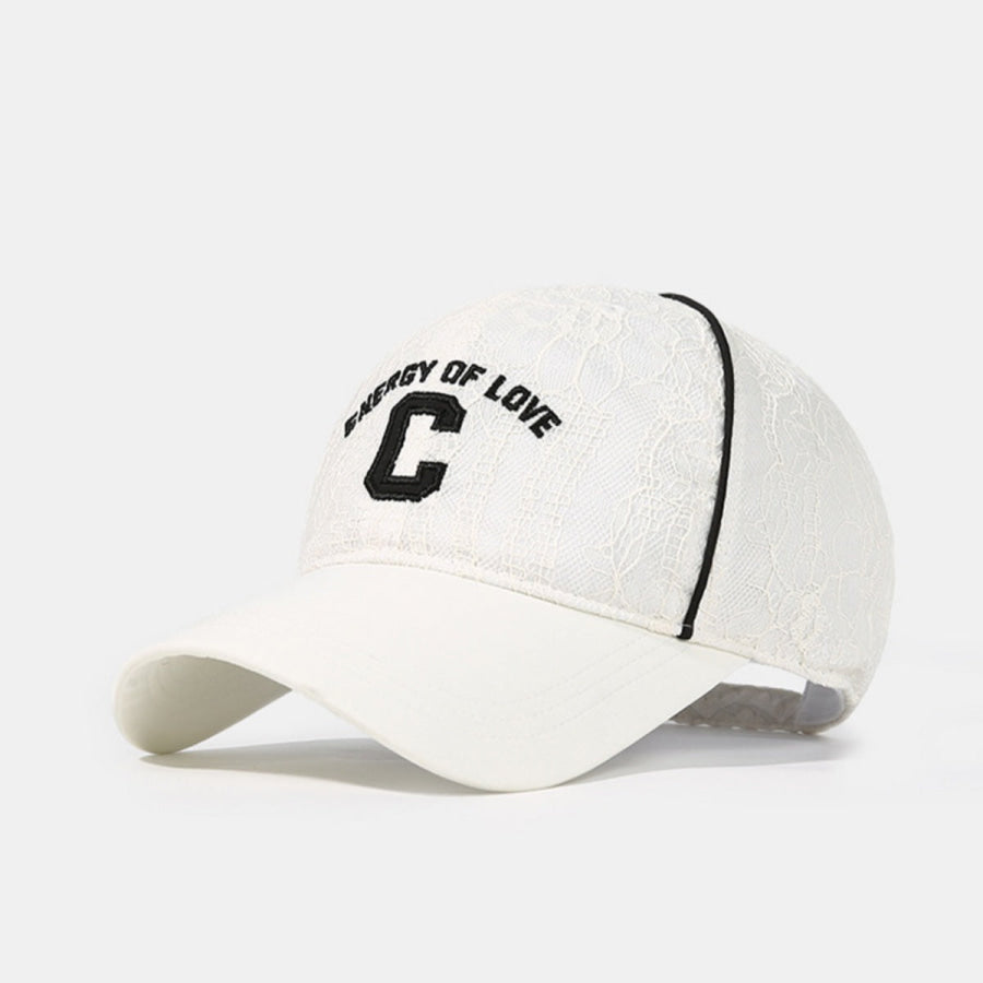 Lace Baseball Cap with Embroidered Letter White / ONESIZE Apparel and Accessories