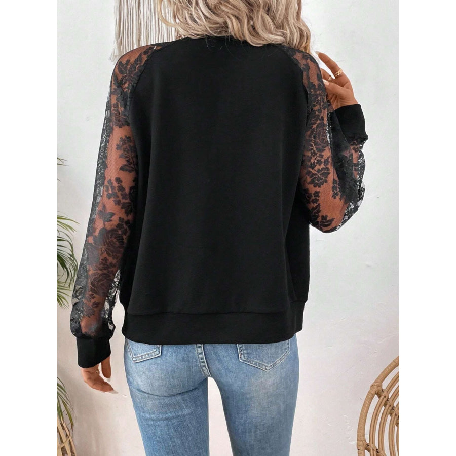 Lace Baseball Collar Zip Up Jacket Apparel and Accessories