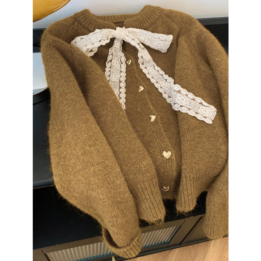 Lace Bowknot Knit Cardigan Apparel and Accessories