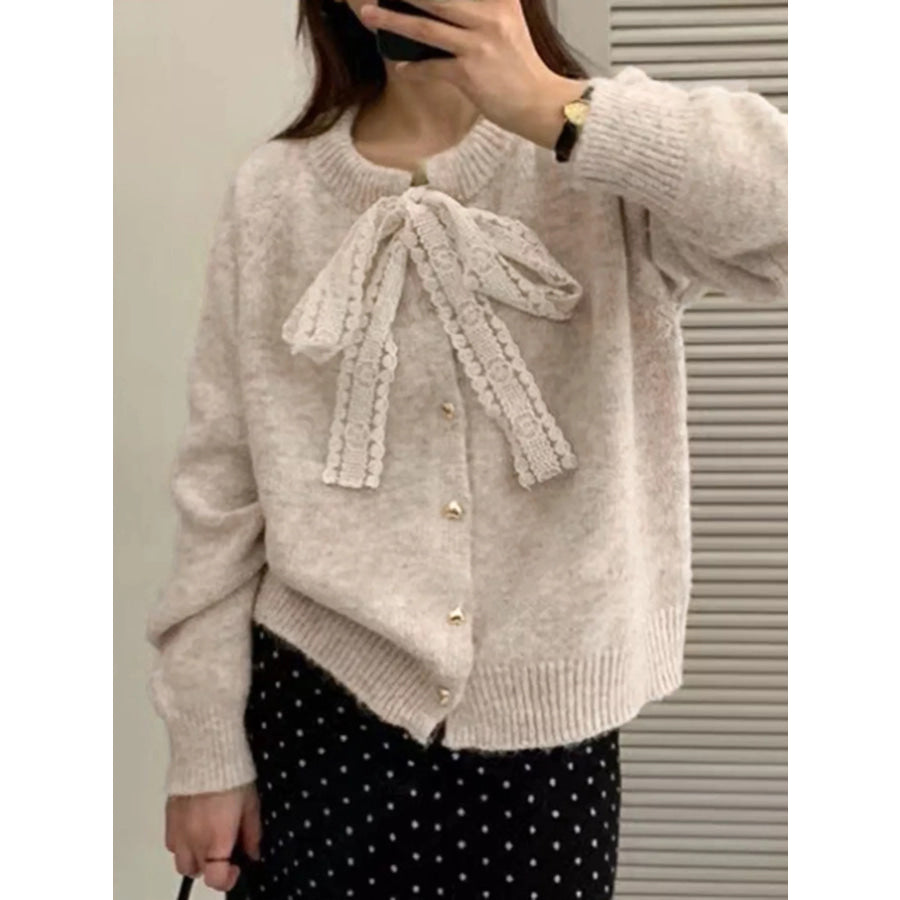 Lace Bowknot Knit Cardigan Apparel and Accessories
