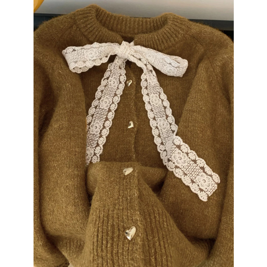 Lace Bowknot Knit Cardigan Apparel and Accessories