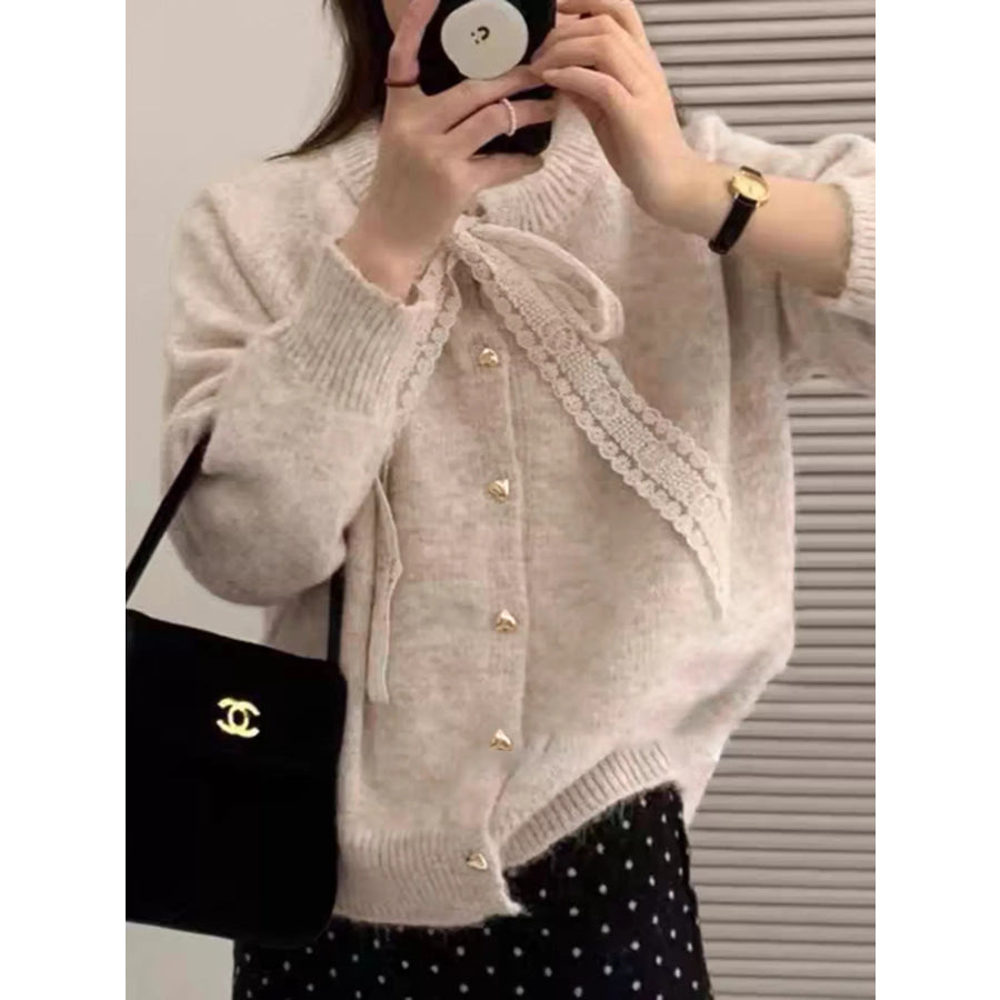 Lace Bowknot Knit Cardigan Apparel and Accessories