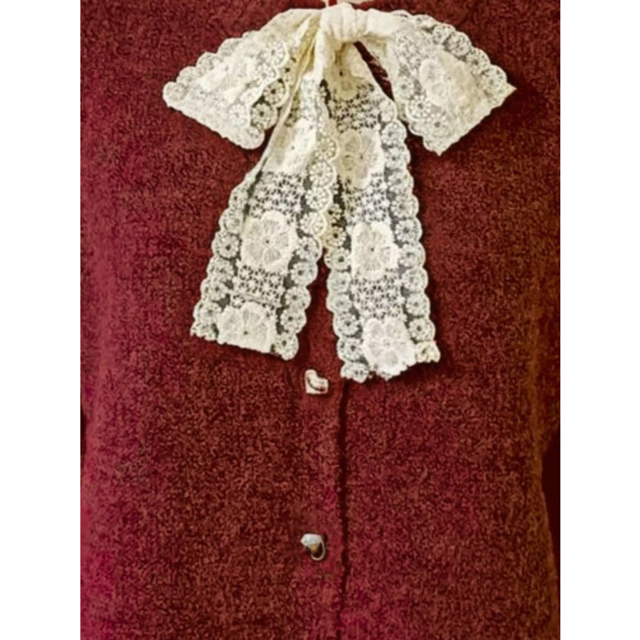 Lace Bowknot Knit Cardigan Apparel and Accessories