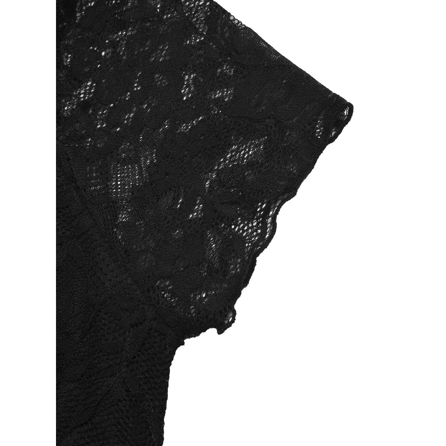 Lace Bowknot Slim Fit Top Apparel and Accessories