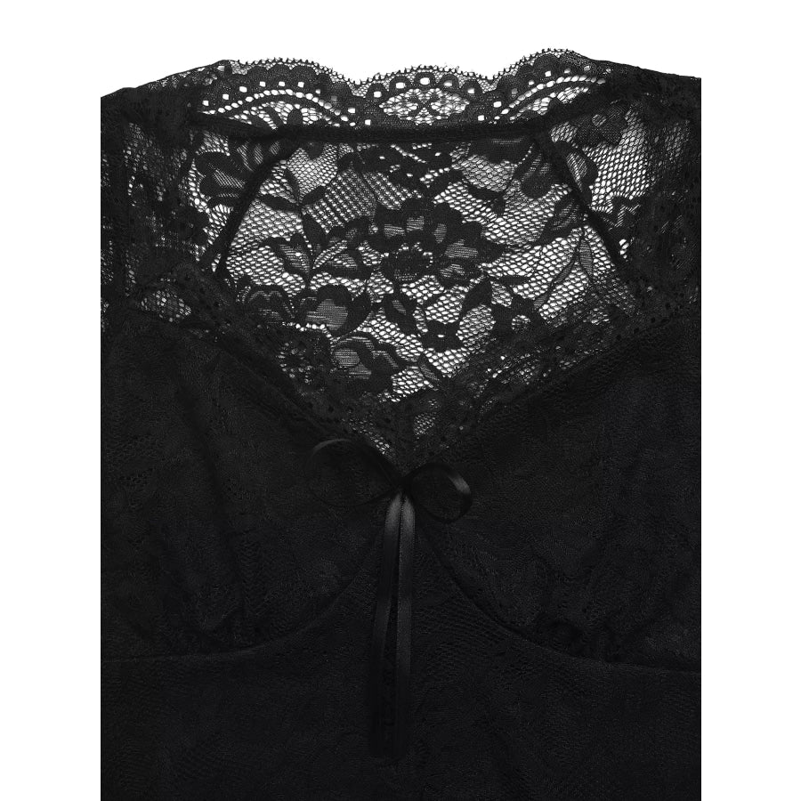 Lace Bowknot Slim Fit Top Apparel and Accessories