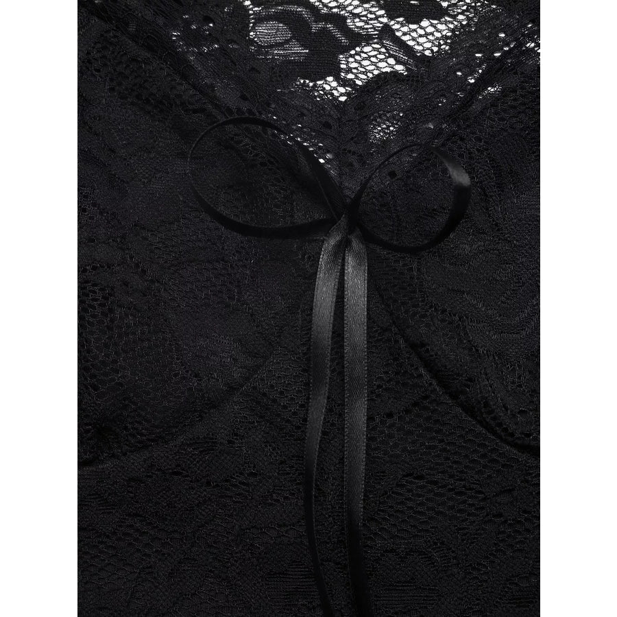 Lace Bowknot Slim Fit Top Apparel and Accessories