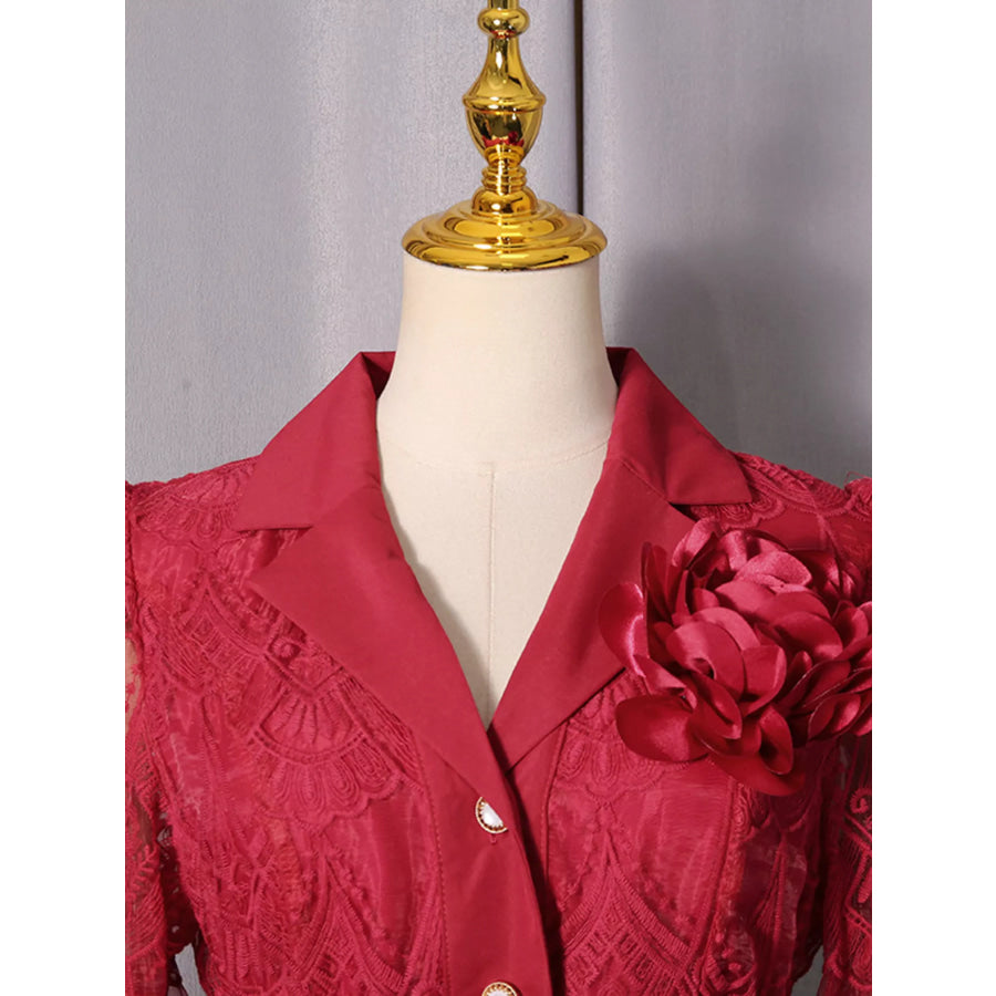 Lace Button Front Midi Dress Apparel and Accessories