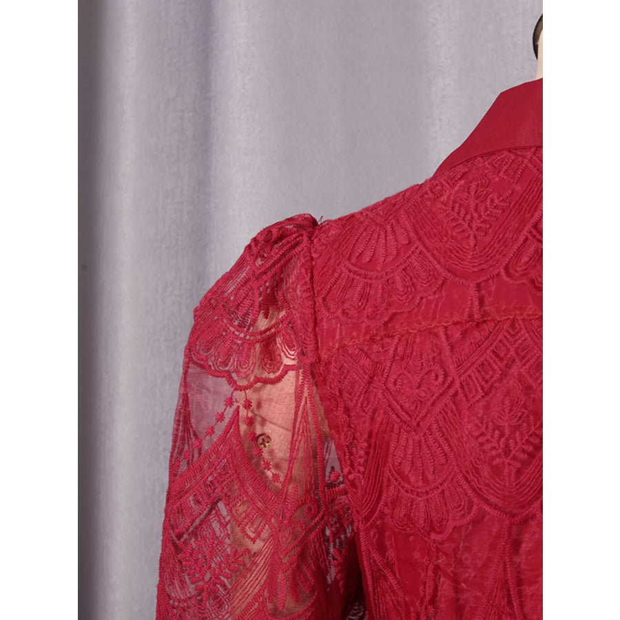 Lace Button Front Midi Dress Apparel and Accessories