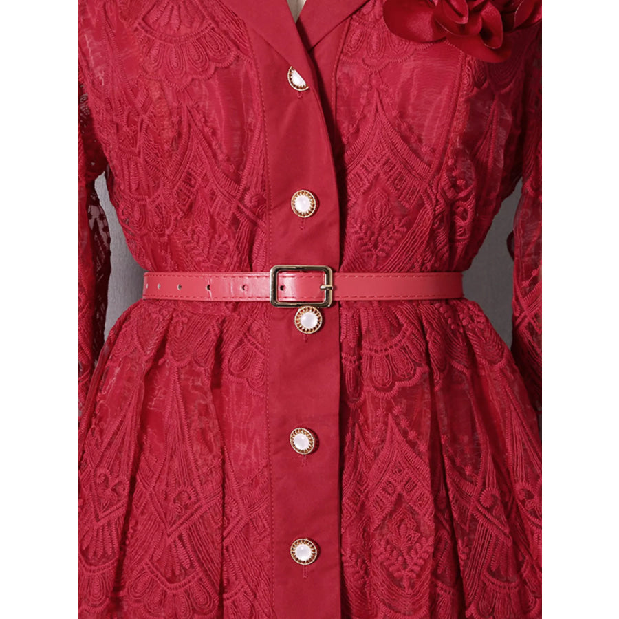 Lace Button Front Midi Dress Apparel and Accessories