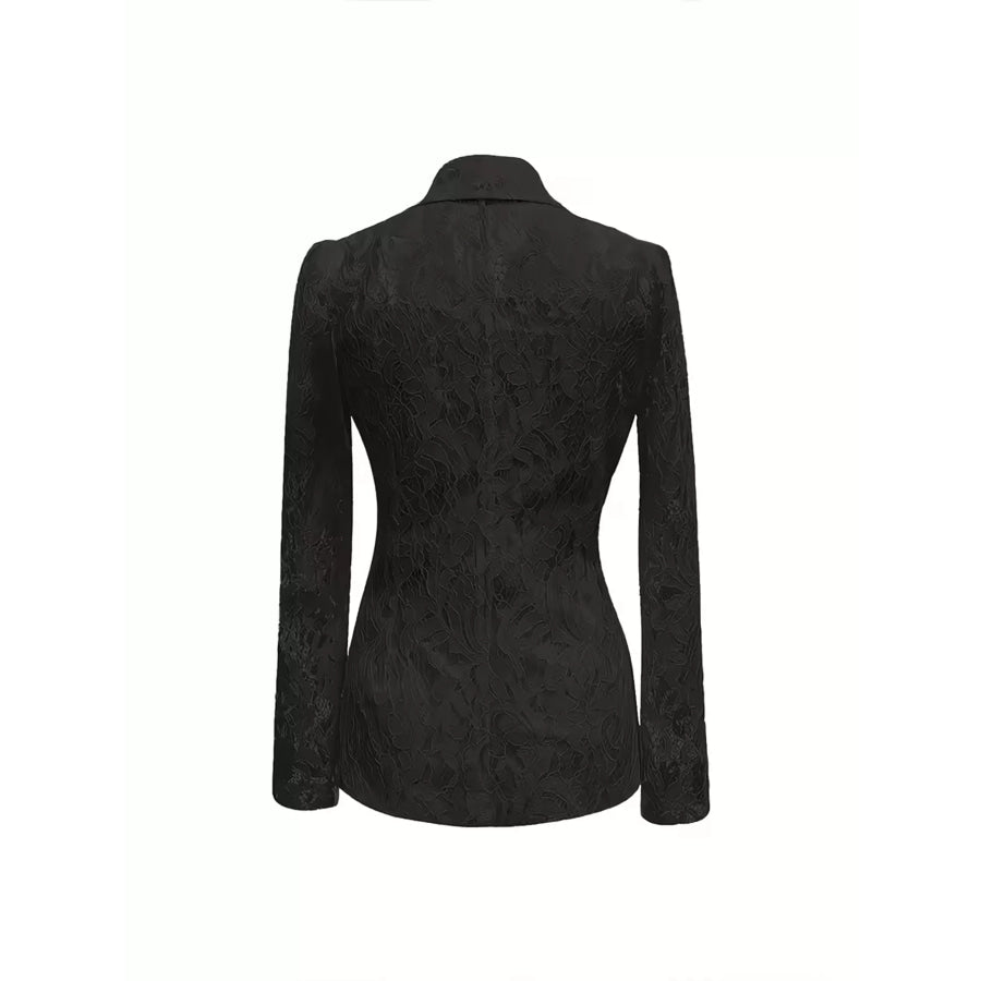 Lace Button Up Fitted Blazer Apparel and Accessories