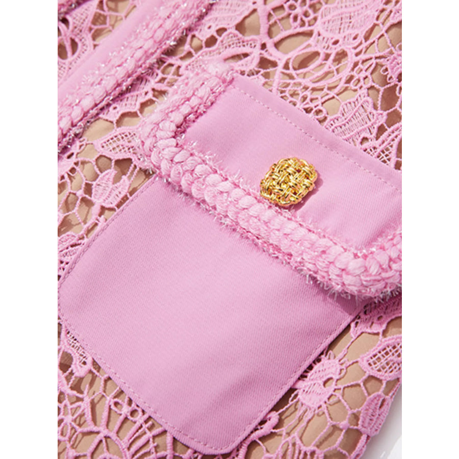 Lace Button-Up Midi Dress Apparel and Accessories
