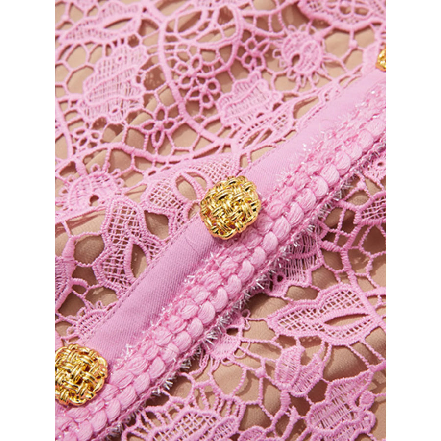 Lace Button-Up Midi Dress Apparel and Accessories