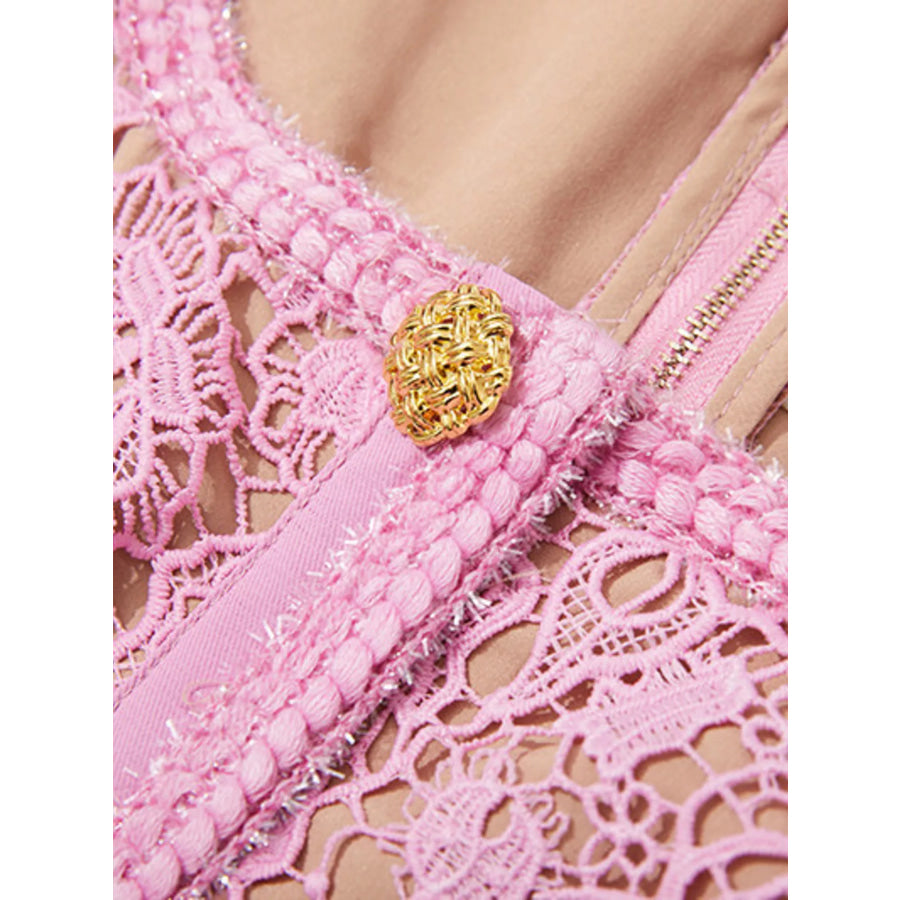Lace Button-Up Midi Dress Apparel and Accessories