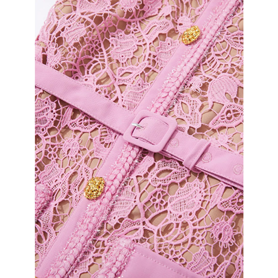 Lace Button-Up Midi Dress Apparel and Accessories