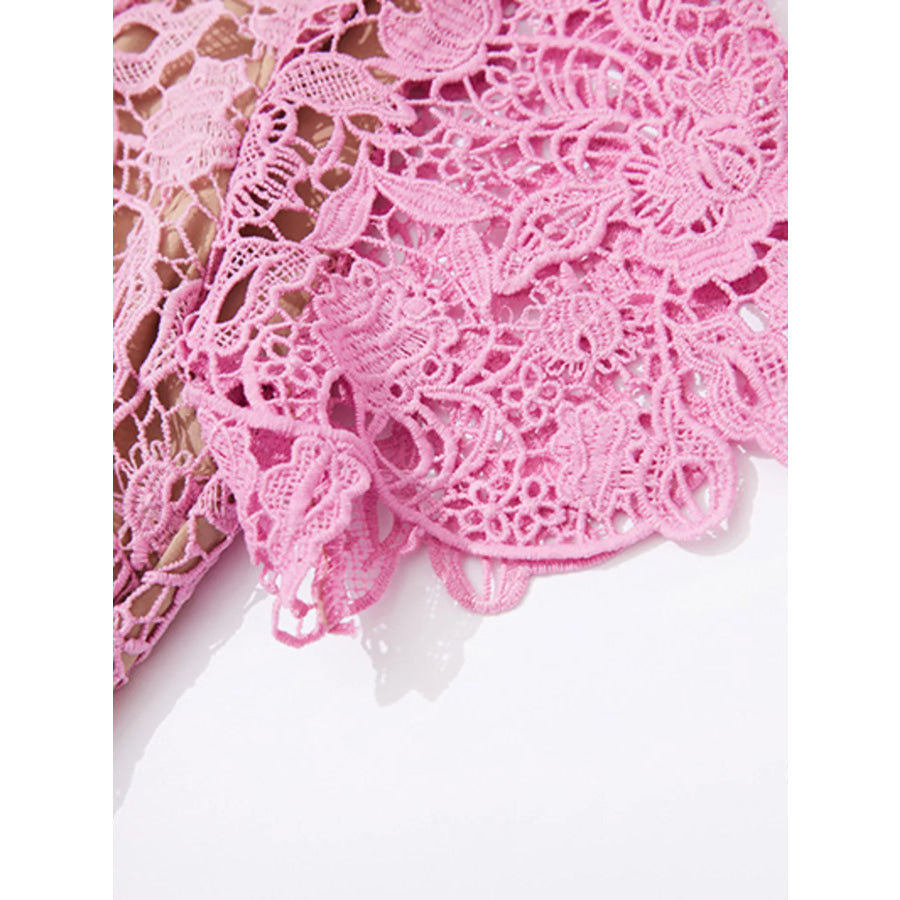 Lace Button-Up Midi Dress Apparel and Accessories
