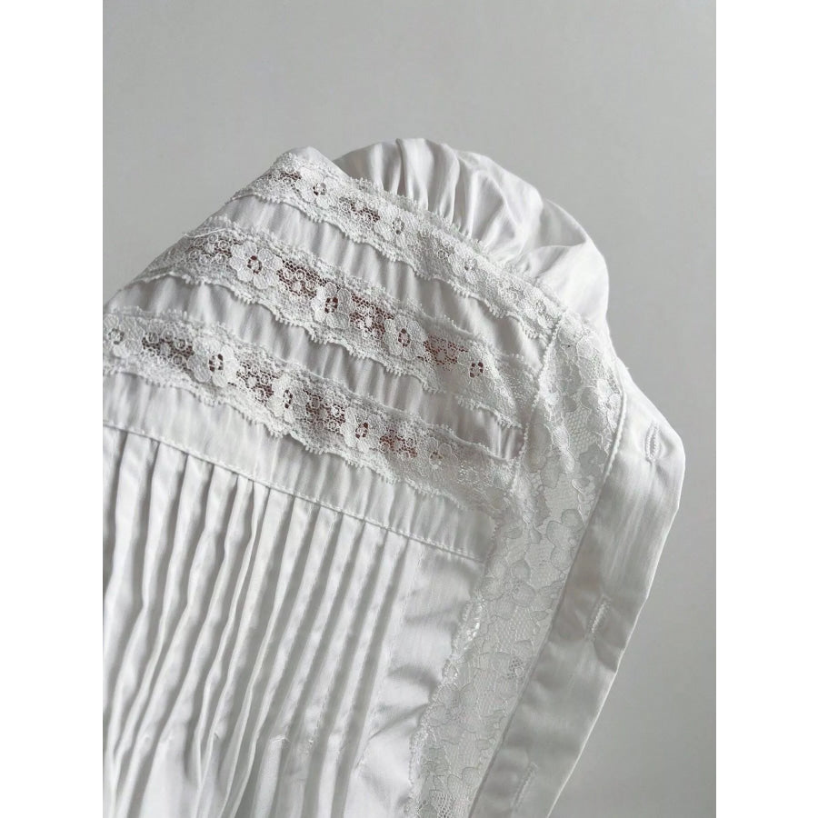 Lace Button Up Short Sleeve Shirt Apparel and Accessories