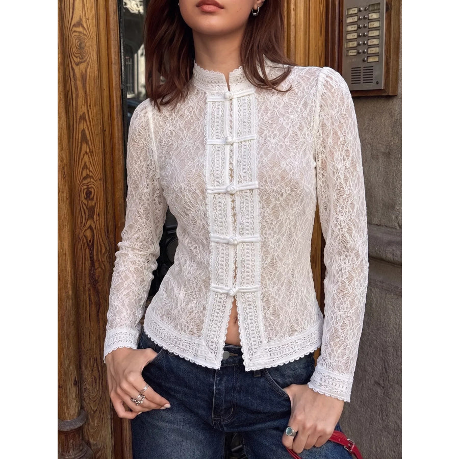 Lace Chinese Style Button Shirt Apparel and Accessories