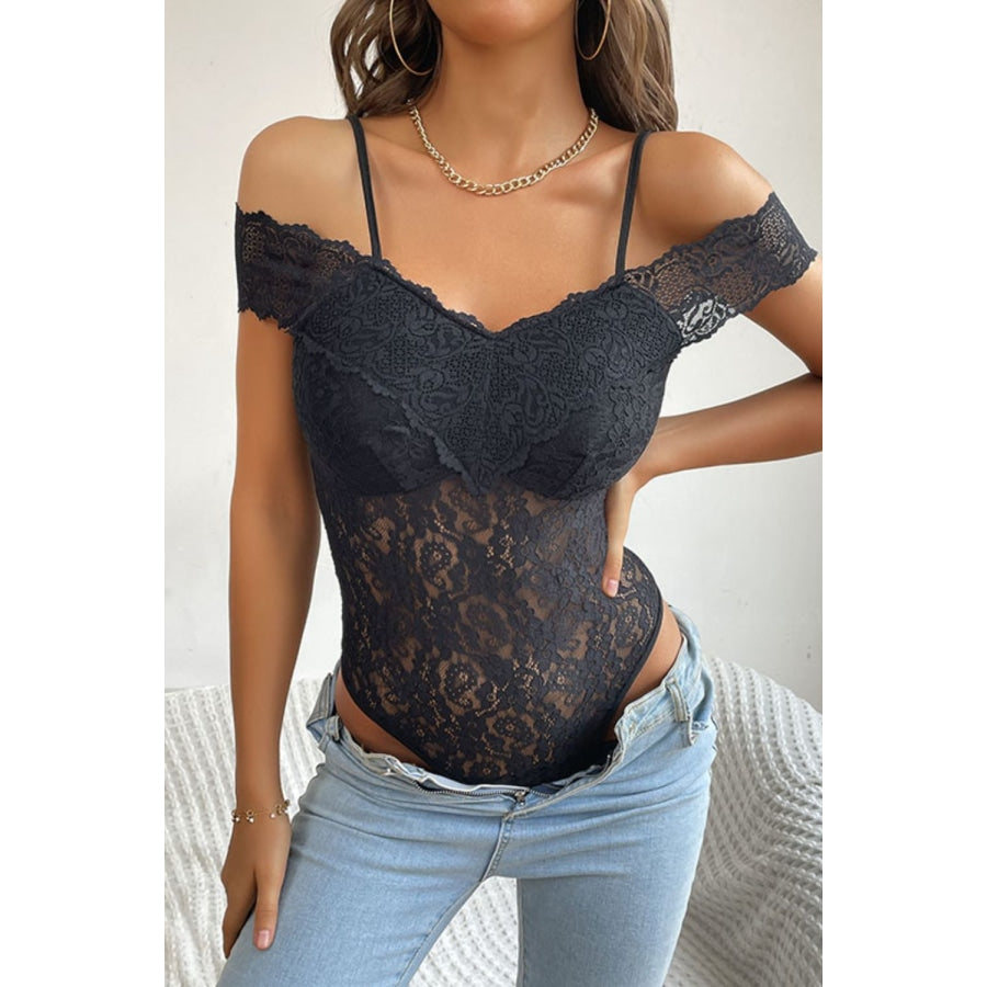 Lace Cold-Shoulder Bodysuit Black / S