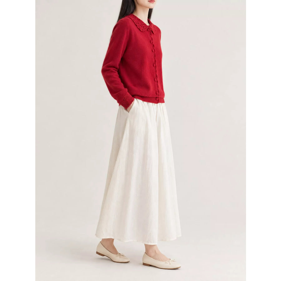 Lace-Collar Button Down Knit Cardigan Apparel and Accessories