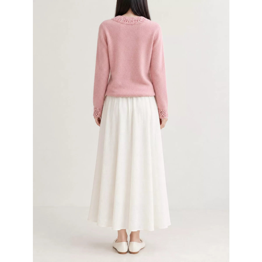 Lace-Collar Button Down Knit Cardigan Apparel and Accessories
