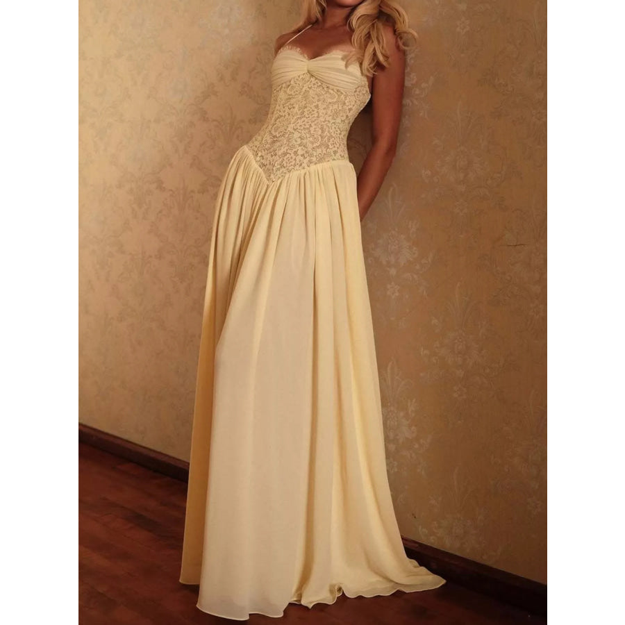 Lace Corset Halter Neck Maxi Dress Apparel and Accessories