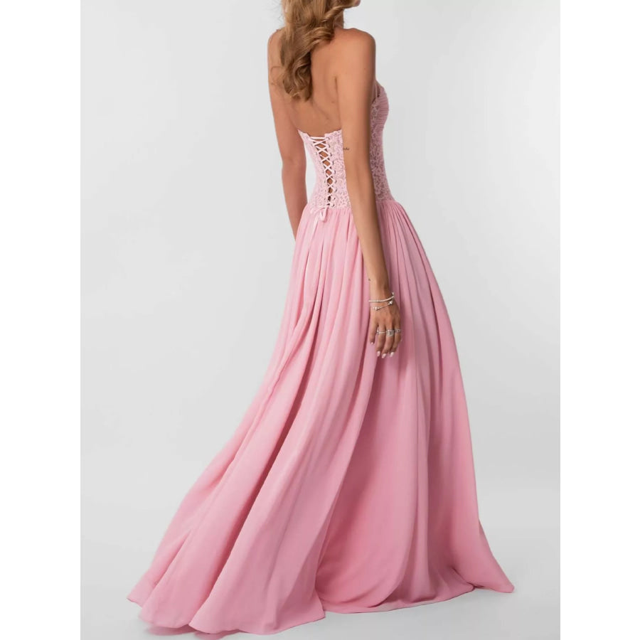 Lace Corset Halter Neck Maxi Dress Apparel and Accessories
