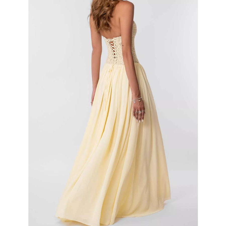 Lace Corset Halter Neck Maxi Dress Apparel and Accessories