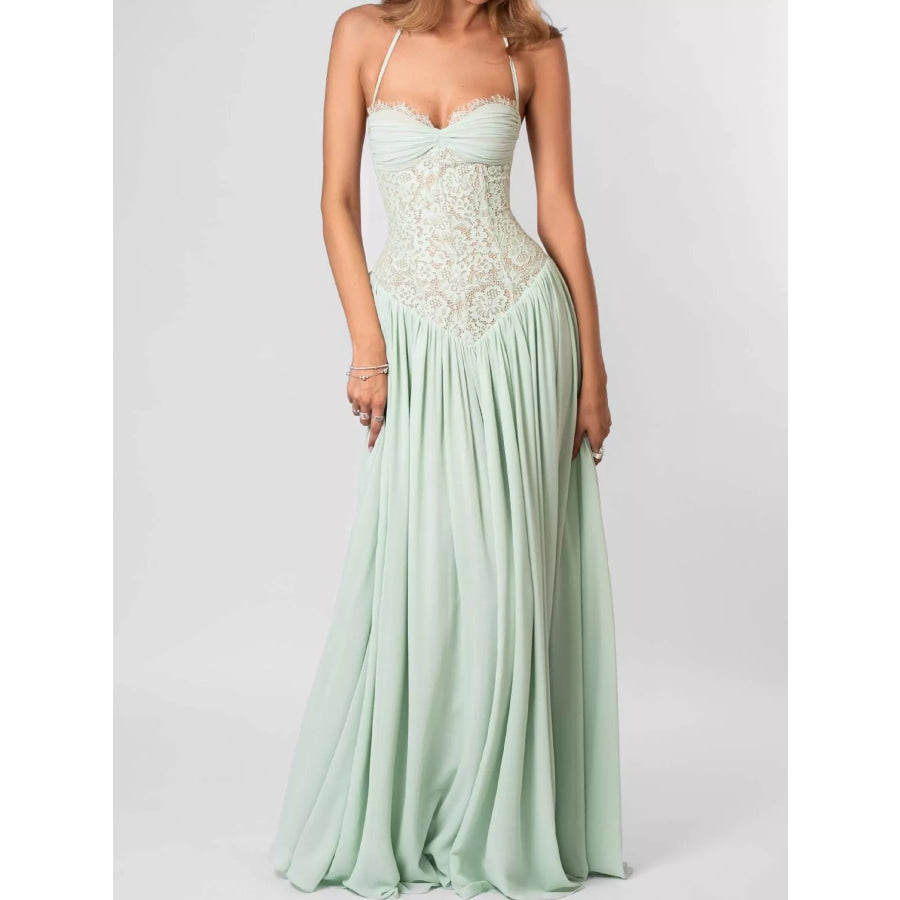 Lace Corset Halter Neck Maxi Dress Apparel and Accessories